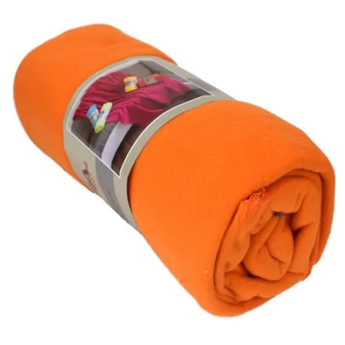 Marabella Fleecedecke Polarfleece versch. Unifarben 130x170cm Wohndecke Schlafdecke Decke, Farbe:orange