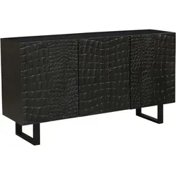 Marrakesch Orient & Mediterran Interior Sideboard Adriaen 142 cm – Elegantes Design in Schwarz - Sideboard Adriaen aus handgefertigtem Massivholz & Metall – 142 cm, bietet stilvollen Stauraum mit markanter Strukturfront und hochwertiger Verarbeitung für ein modernes Zuhause.