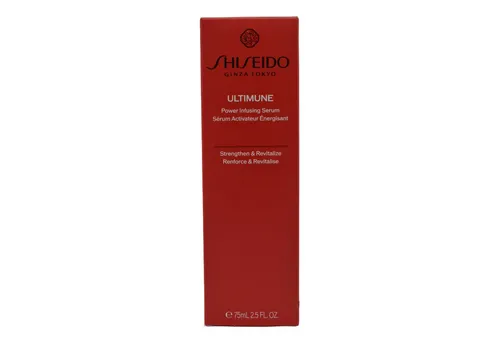 Shiseido Ultimune Power Infusing Serum 4.0 - Anti-Aging Gesichtsserum 75 ml - Gesichtsserum mit exklusivem Power Fermented Camellia+, das die Haut sichtbar strahlender und widerstandsfähiger gegen Aging macht. Ideal für alle Hauttypen, auch empfindliche Haut.