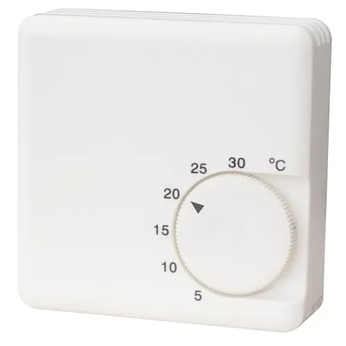 Coati Mechanisches Thermostat für Kessel und Heizung, analog, 10 A - Praktisches analoges Thermostat für Heizkessel und Heizungen. Mit einfachem Drehrad zur Temperaturregelung zwischen 5°C und 30°C. Ideal für die Oberflächenmontage und unkomplizierte Zweidrahtinstallation.