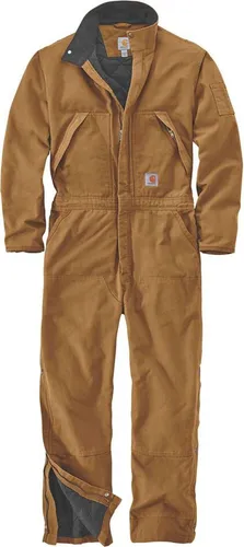 Herren Overall WASHED DUCK INSULATED COVERALL, 4XL - Brauner Isolierter Arbeitsanzug - Arbeits- & Schutzkleidung: Robuster, isolierter Overall aus 100% Baumwolle mit verstärkten Kick-Panels und praktischen Taschen für optimale Funktionalität bei kühlem Wetter.