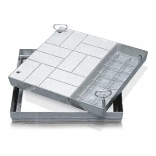 ZARGES Schachtabdeckung Stahl verzinkt 1000 x 1000 mm - Einzelteile für Schacht- & Steigleitern, begeh- und befahrbar mit konischer Profilkonstruktion für einfache Handhabung und hohe Belastbarkeit bis 125 kN.