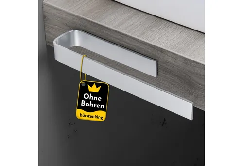 Bürstenking Handtuchhalter selbstklebend ohne Bohren 33/39 cm – Klebemontage, Aluminium, 3M-Kleber - Profikleber für starken Halt
