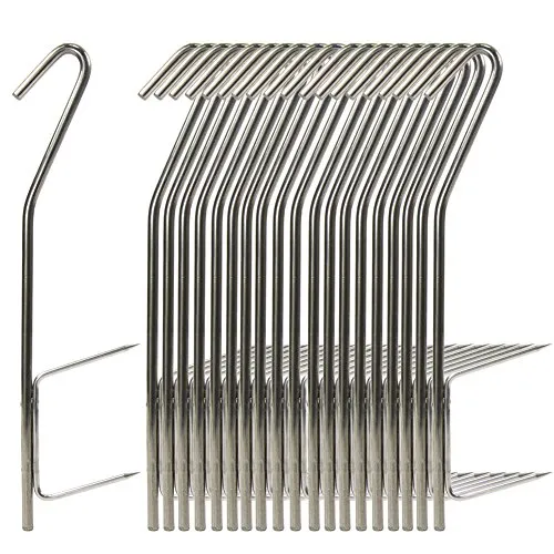 Croch Grillhaken Räucherhaken 20 tlg - Profi Doppelhaken zum Fisch Räuchern - Grillbesteck aus hochwertigem Edelstahl, ideal für perfektes Räuchern von Fisch und Fleisch.