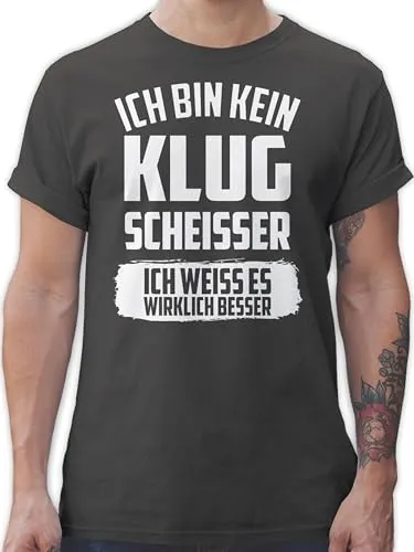 T-Shirt Herren - Sprüche Statement mit Spruch - Ich Bin kein Klugscheißer ich weiß es wirklich Besser - 3XL - Dunkelgrau - Tshirt+ich+Bin+kein+klugscheißer Tshirt/Spruch spruche kligscheisser