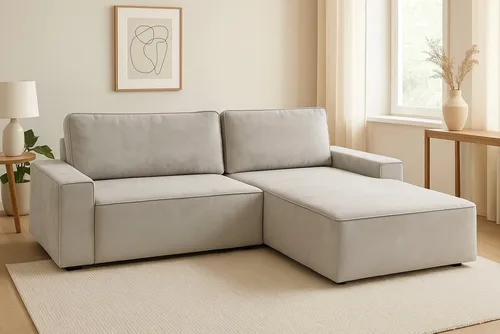 Ecksofa TRENDMANUFAKTUR "Challenge" – Schlafsofa mit Bettkasten, L-Form, 245 cm, beige - Sofas mit beidseitig montierbarer Recamiere, ideal für flexible Raumgestaltungen. Handgefertigt in Europa, mit praktischem Bettkasten für zusätzlichen Stauraum.