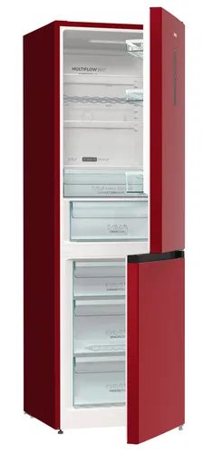 GORENJE Kühl- und Gefrierkombination NK79C0DR, 185 cm hoch - Kühl-Gefrierkombination mit bordeauxfarbener Edelstahlfront, NoFrost Plus und Inverter Kompressor für effiziente Kühlung und weniger Frostbildung.