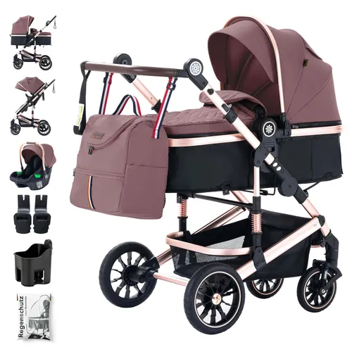 Daliya® Kombi-Kinderwagen NEOMOVE 3in1 - Kombikinderwagen mit i-Size Babyschale, Alu-Rahmen und großem Einkaufskorb, ideal für Eltern, die Funktionalität und Stil schätzen. Perfekt für Ausflüge mit Baby!