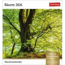 Bäume Postkartenkalender 2026 - Wochenkalender mit 53 Postkarten