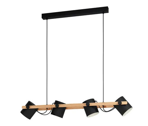 EGLO HORNWOOD Hängeleuchte, braun - Moderne Pendelleuchte - Lampen: Pendelleuchte aus Pinienholz mit schwenkbaren Metall-Lampenschirmen für individuelle Lichtakzente im Wohnzimmer oder Esszimmer.