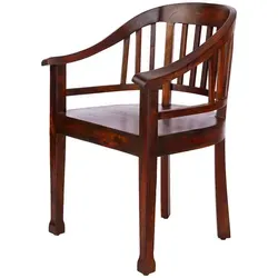 BUTLERS antiker Holzstuhl aus edlem Akazien- und Mangoholz | Stühle für Esszimmer | Armlehnstuhl für Wohnzimmer in Dunkelbraun