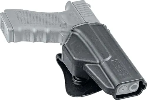 Umarex Paddle Holster aus Polymer, für Glock 17 und 19, Schnellzieh-Holster mit gummiertem Paddle, Dreistufig höhenverstellbar