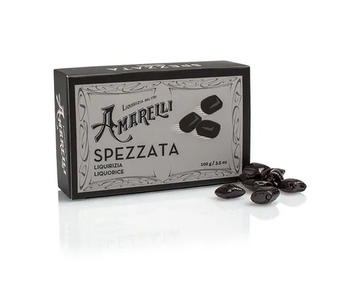 Amarelli Spezzata Hartlakritz 100g – Authentischer Genuss aus Italien - Genießen Sie die unregelmäßigen Stücke aus reinem Hartlakritz ohne Zuckerzusatz. Intensiver, herber Geschmack für echte Kenner – ideal für bewusste Genussmomente.