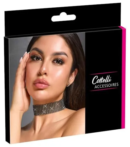 Cottelli Collection Choker - Schillerndes Halsband mit Schmucksteinen - Halsbänder, sexy Stil mit funkelnden Schmucksteinen und mehrfach verstellbarem Karabinerverschluss für perfekten Sitz.