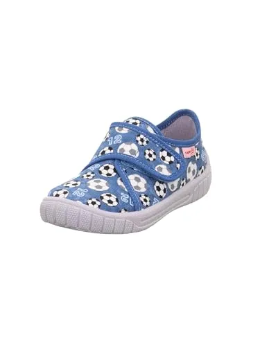 Superfit Jungen Bill Hausschuh, Blau Mehrfarbig 8400, 36 EU - Hausschuhe mit atmungsaktivem Baumwollfutter für ein ideales Fußklima, perfekt für zuhause.