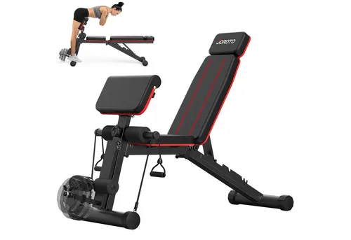 JOROTO Verstellbare Hantelbank Klappbar für Home Gym - Vielseitige Klappbank für das Ganzkörpertraining mit 7 verstellbaren Rückenlehnenpositionen und 350kg Gewichtskapazität. Ideal für effektives Krafttraining zu Hause.