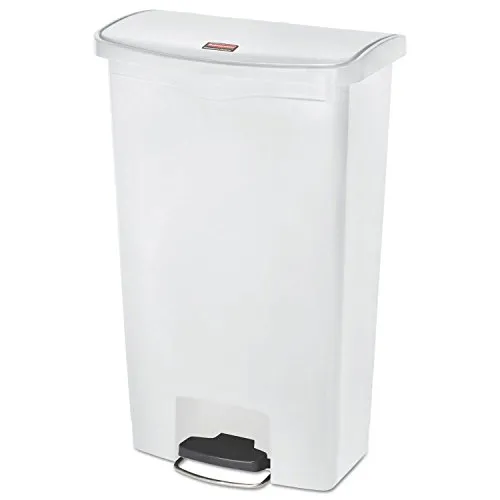 Rubbermaid Commercial Products Slim Jim 68 Litre Step-On Wastebasket - White - Haushaltszubehör mit kleiner Stellfläche für effiziente Platznutzung und leisen Deckelverschluss, ideal für Büros und öffentliche Bereiche.