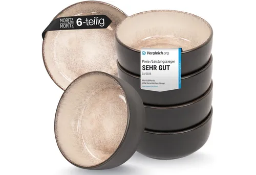 Moritz & Moritz Müslischüssel VIDA – 6-tlg. Set für stilvolle Frühstücke - Elegantes 6-teiliges Müslischalen-Set aus Porzellan in modernem Design, spülmaschinengeeignet und ideal für das Esszimmer.