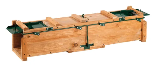 Holz-Kastenfalle - Artgerechte Fanganlage für Katzen, Marder und Ratten. Mit kontrollierbarem Fenster und sicheren Metallklappen für einfache Handhabung.