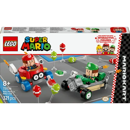 LEGO Super Mario Mario Kart - Baby Mario vs. Baby Luigi 72034 - Spielzeug-Set mit Baby Mario und Baby Luigi, ideal für aufregende Rennabenteuer. Interaktive Elemente und baubare Karts sorgen für stundenlangen Spielspaß!