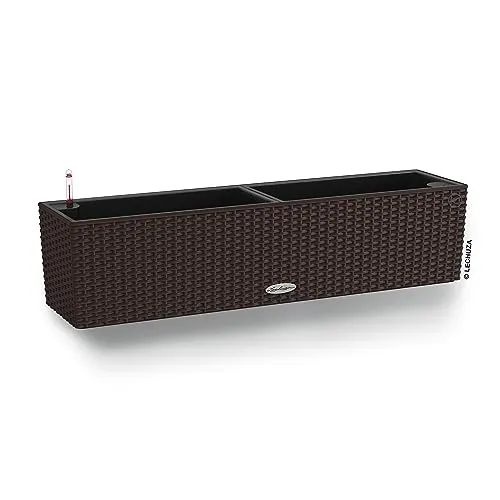 LECHUZA BALCONERA Cottage 80 mokka 15615 - Pflanzgefäß mit integriertem Bewässerungssystem, ideal für Balkon und Terrasse, robust und pflegeleicht