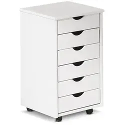 Inter Link Rollcontainer Simon - 6-Schubladen Bürocontainer auf Rollen, elegantes Design aus massivem Kieferholz, ideal für modernes Arbeiten