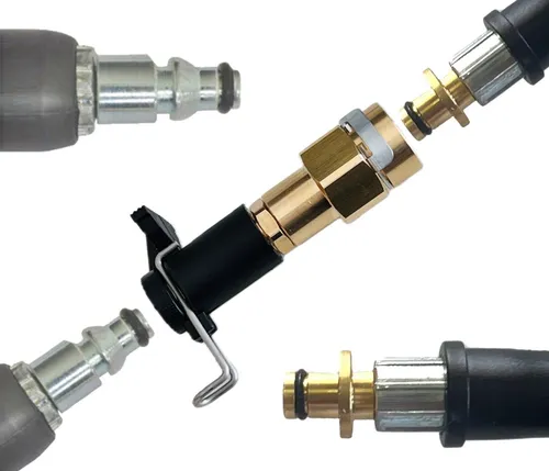 Hochdruck Schlauchadapter für Kärcher - Adapter für Nilfisk, STIHL, KEW auf 10mm Stecknippel für Kärcher, ideal für vielseitige Hochdruckreinigungsanwendungen.