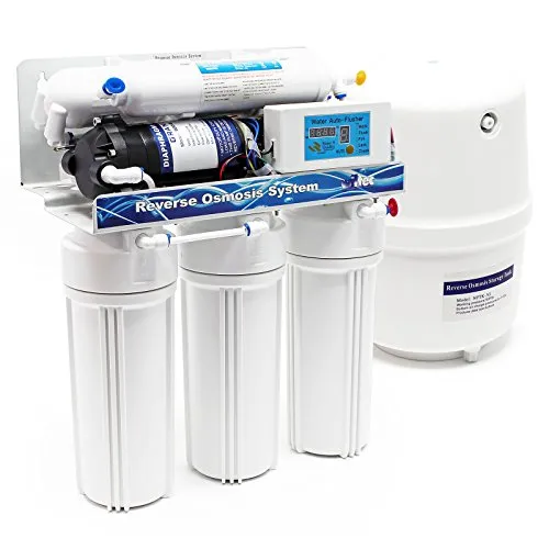 Naturewater NW-RO50-D1 Umkehrosmoseanlage - Wasserfilterkartuschen für Trinkwasser, 5-stufiges Filtrationssystem mit Mikrokontroller für effiziente Selbstwartung und chemiefreie Reinigung von bis zu 190 Litern pro Tag.