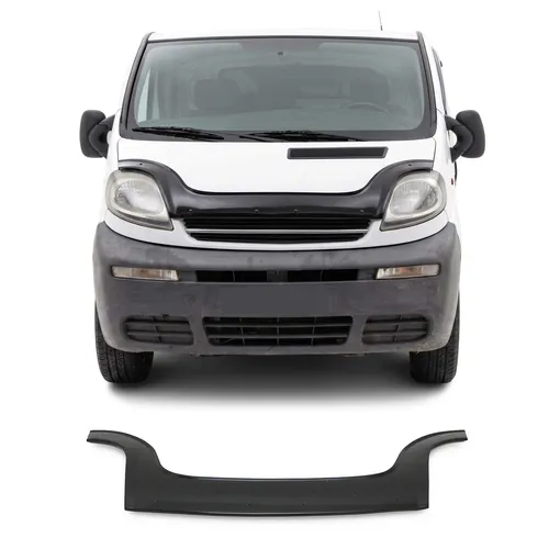 OMAC Motorhaubenabweiser für Renault Trafic 2001-2014 - Lüftungsgitter mit präzisionsgefertigtem Deflektor, der Schmutz, Insekten und Steine abweist und die Aerodynamik verbessert. Wetter- und UV-beständig, einfache Montage ohne Spezialwerkzeug.