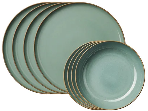 ASA SELECTION Tafelservice SAISONS 8tlg - Eucalyptus - Elegantes 8-teiliges Tafelset aus Steinzeug, das mit einzigartigen Reaktivglasuren verzaubert. Ideal für jeden Anlass, bringt es natürliche Schönheit und minimalistischen Stil auf Ihren Tisch.