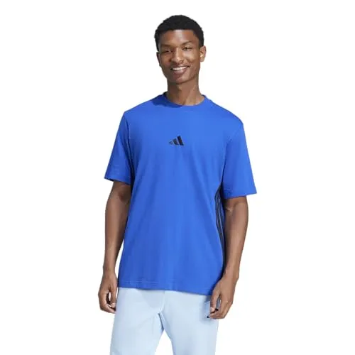 Adidas Men's Essential Three Stripes Single Jersey Tee, Team royal Blue/Black, M
