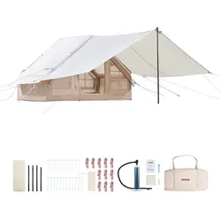 VEVOR Aufblasbares Zelt für 3-5 Personen - 4-Jahreszeiten Glamping - Zelt für 3-5 Personen, 300D Oxford, inkl. Baldachin und Handpumpe. Ideal für ganzjährigen Komfort beim Camping mit praktischen Funktionen und einfacher Handhabung.