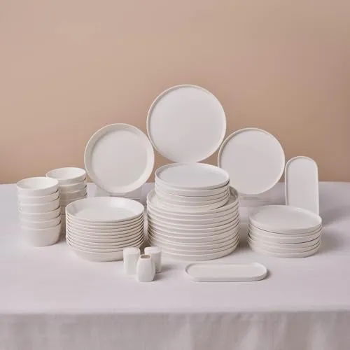 Karaca Geschirr-Set Stream Bone Bomo 53-teilig für 12 Personen - Elegantes 53-teiliges Geschirrset für 12 Personen aus hochwertigem Stream Bone, ideal für festliche Anlässe und besondere Dinner-Events.