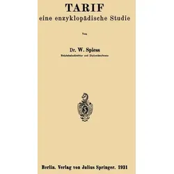 Tarif von W. Spieß / Springer Berlin Heidelberg / Taschenbuch