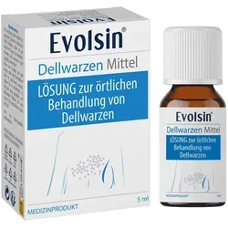 Evolsin Dellwarzen Mittel Lösung - Arzneimittel zur effektiven Behandlung von Dellwarzen, basierend auf 5% Kaliumhydroxid, das infizierte Zellen auflöst und das Virus bekämpft.