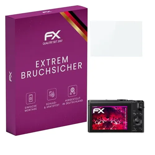 atFoliX Glasfolie kompatibel mit Panasonic Lumix DMC-LX10 / LX15 Panzerfolie, 9H Hybrid-Glass FX Schutzpanzer Folie