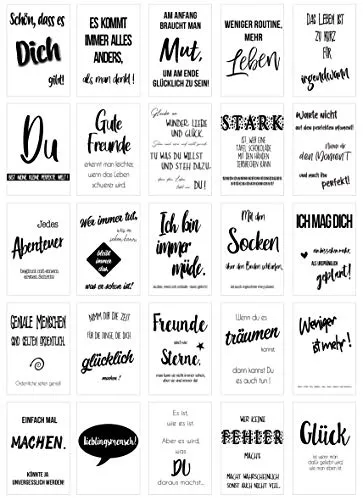 Edition Seidel Set 25 Postkarten Leben & Momente mit Sprüchen - Karten mit Spruch - Geschenk - Dekoidee, Liebe, Freundschaft, Leben, Motivation, Geburtstagskarten lustig Postkarte Karte