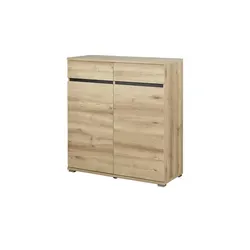 uno Schuhschrank Lennox – Hochwertiger Holzfarbener Schuhschrank - Schuhschrank mit 10 Fächern und 2 Schüben, Made in Germany. Ideal für Ordnung im Flur und stilvolles Design mit anthrazitfarbener Mittelleiste.
