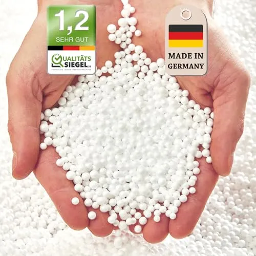 Green Bean 50 Liter Hochwertige EPS Perlen aus Deutscher Produktion für Sitzsack-Füllung | Styropor-Kügelchen Nachfüllpack Kissen-Füllung Stillkissen Styroporkugeln