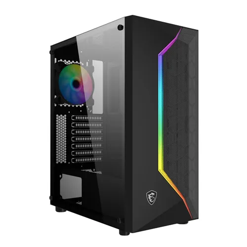 MSI MAG VAMPIRIC 100R ARGB Mid Tower Gaming Case - Stylisches PC-Gehäuse mit RGB-Beleuchtung, bietet optimalen Luftstrom und Platz für leistungsstarke Hardware.