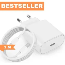 iPhone Ladekabel Schnellladegerät USB C 20W Adapter für iPhone 14, 13, 12, 11 und iPad - Weiß - Schnelles Aufladen: Mit diesem 20W Schnellladegerät laden Sie Ihr iPhone in Rekordzeit auf. Kompatibel mit vielen Apple-Geräten, bietet es Sicherheit durch integrierte Schutzmechanismen. Ideal für den täglichen Einsatz.