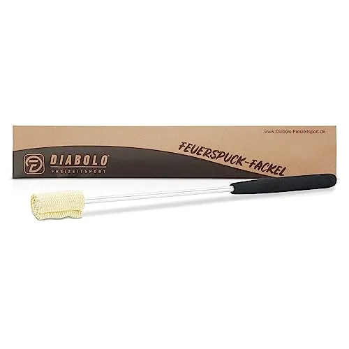 Diabolo Freizeitsport Feuerspuckfackel schwarz - Fackel zum Feuerspucken, 40cm Länge, Aluminium Zip Fackel mit Kevlar Dochtband, Lange Brenndauer & Haltbarkeit