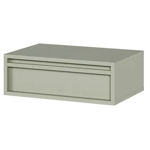 Selsey Nachttisch EVO, Wandmontage in Salbeigrün - Moderne Nachtkonsole in Salbeigrün, wandmontierbar mit griffloser Push-to-Open-Schublade. Ideal für platzsparende Lösungen im Schlafzimmer.