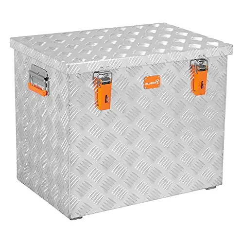 alubox R120 Aluminium Riffelblech Werkzeug Transportkiste 120 Liter - Transportbox mit 120 Liter Volumen aus 3 mm starkem Aluminium Riffelblech, korrosions- und witterungsbeständig. Ideal für drinnen und draußen, auch als Sitzgelegenheit nutzbar.