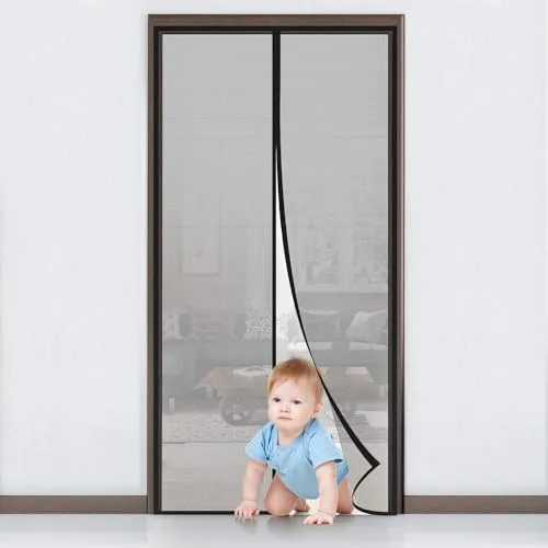 MYCARBON Fliegengitter Tür Magnet Insektenschutz Balkontür Fliegenvorhang 90x230cm Klebmontage ohne Bohren - Vorhang für Balkontür Wohnzimmer Schiebetür Terrassentür
