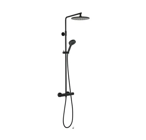 Damixa Silhouet Brusesystem - Elegant Schwarz mit Thermostat - Sanitär, Badarmatur - Hochwertiges Brusesystem mit Thermostat, Haupt- und Handbrause für ein luxuriöses Duscherlebnis.