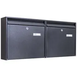 Burg-Wächter Doppelbriefkasten Schwarz 72x32x10cm - Groß mit Montagematerial & 2 Schlüsseln - Praktischer Briefkasten für A4 & C4 Sendungen, ausgestattet mit individuellem Namensschild. Robuste, rostfreie Stahlkonstruktion, ideal für Wand- oder Standmontage. Stilvolles Design für jede Umgebung.