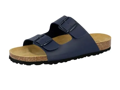 Lico Herren Bioline Man Flache Hausschuhe - Komfort in Marine-Grau, Größe 45 - Wanderschuhe mit verstellbaren Schnallen und dämpfungsaktiver EVA-Laufsohle für optimalen Komfort und Stabilität bei jedem Schritt.