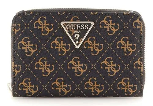 GUESS Laurel SLG Medium Zip Around Wallet - Braunes Logo - Damen-Geldbörsen mit viel Platz für Kreditkarten, Geldscheine und zusätzliche Utensilien. Praktisches Design für schnelle Zugriff und stilvolles Aufbewahren.