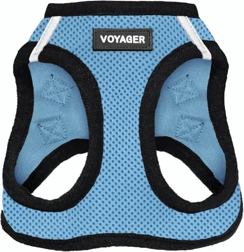 Voyager Step-In Air Hundegeschirr by Best Pet Supplies - All Weather Mesh Step in Vest Harness für kleine und mittlere Hunde, Blau / Schwarzer Rand, size S - Brust 37-40 cm